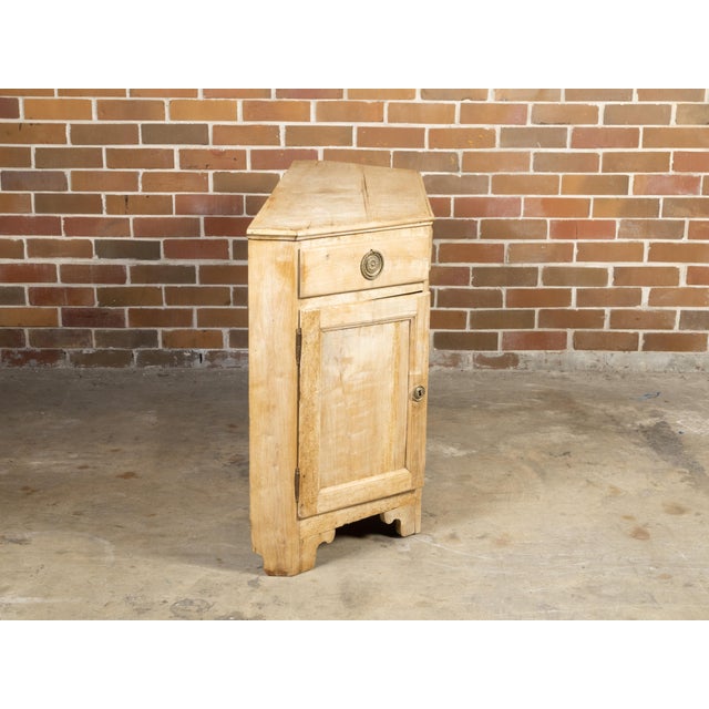 Wood Italian Early 19th Century Bleached Credenza with Canted Sides Doors and Drawers For Sale - Image 7 of 12