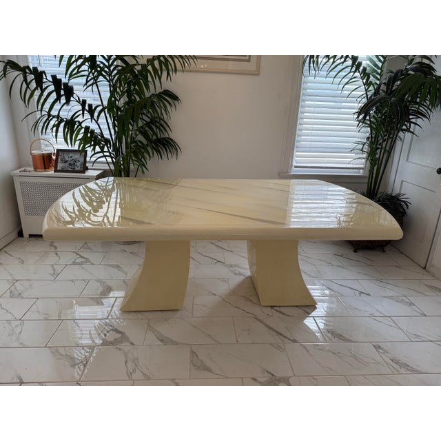 Karl Springer 1980 Goat Skins Yellow Dining Table in the Style of Karl Springer For Sale - Image 4 of 11