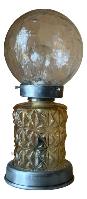 Mid-Century Modern Textured Glass Globe Table Lamp, 1969