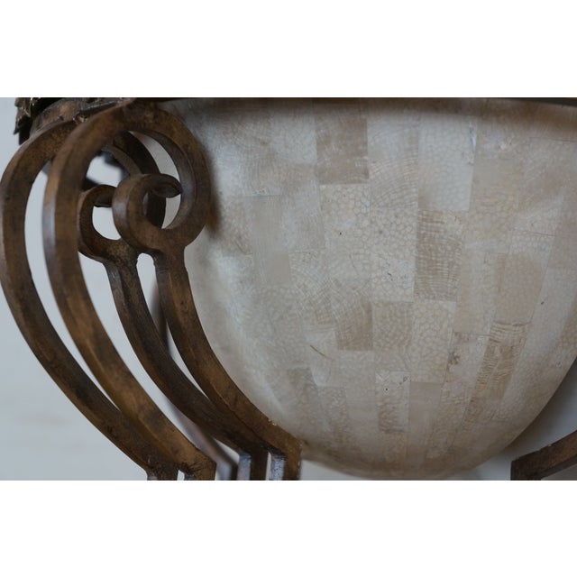Late 20th Century Maitland Smith Wrought Iron Tesselated Stone Marble Wall Sconce Light For Sale - Image 10 of 11