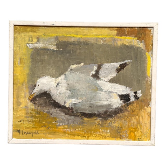 Ingeborg Stragnell, Seagull, 1960s, Oil Painting on Canvas, Framed For Sale