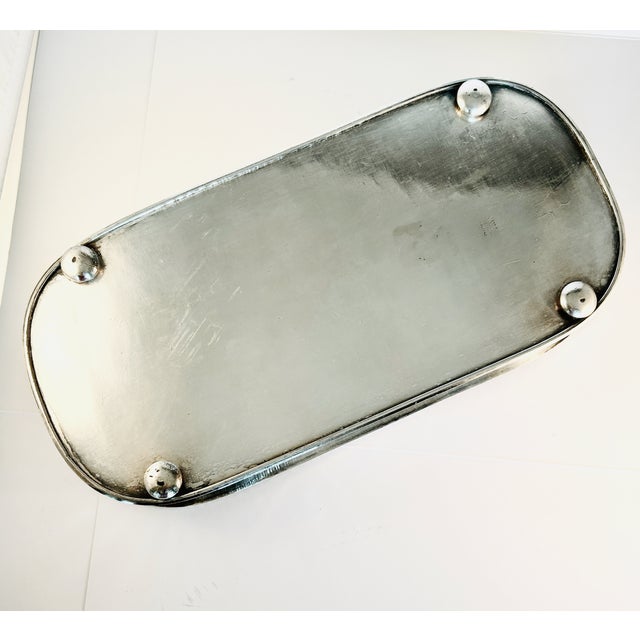 Mid 20th Century Vintage Sheffield England Silver Plate Serpentine Oval Tray For Sale - Image 5 of 5