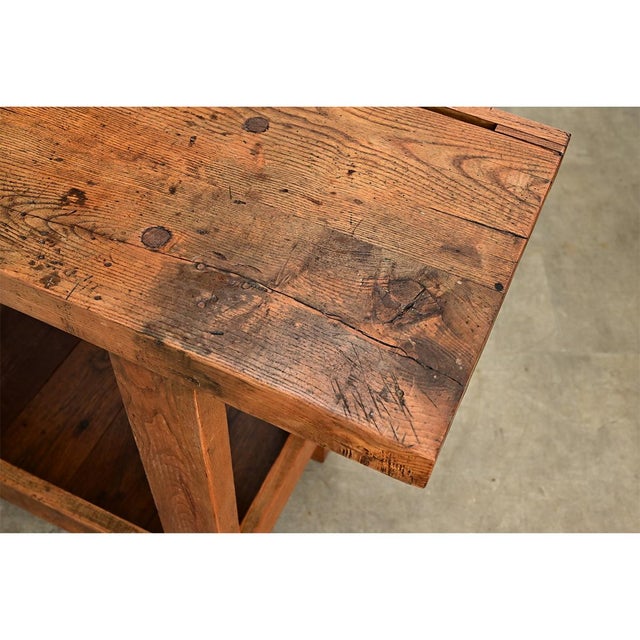 Wood French 19th Century Solid Oak Workbench For Sale - Image 7 of 13