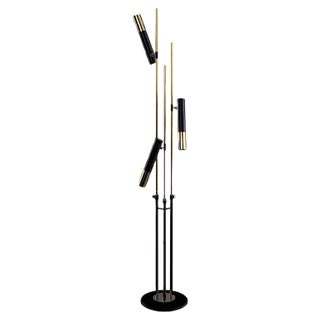 Floor Lamp in Black with Silver Detail For Sale