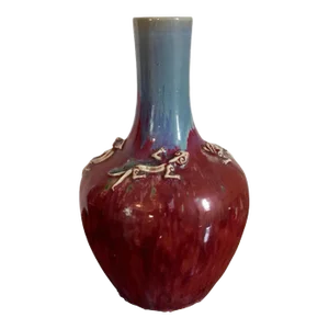 19th Century Chinese Sang de Boeuf Oxblood Flambe Glaze Bottle Shaped Porcelain Vase