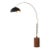 92-Inch Adjustable Brass Floor Lamp, 1980s - Tambo Mid-Century, Walnut Base, Black/Gold Shade For Sale