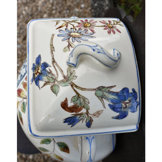 Metal French Art Nouveau Ceramic Terre de Fer Wall Fountain from Longchamp, 1890s For Sale - Image 7 of 18