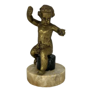 Antique French Gilt Bronze "Grapes Into Wine" Cherub Statue Falconet Style