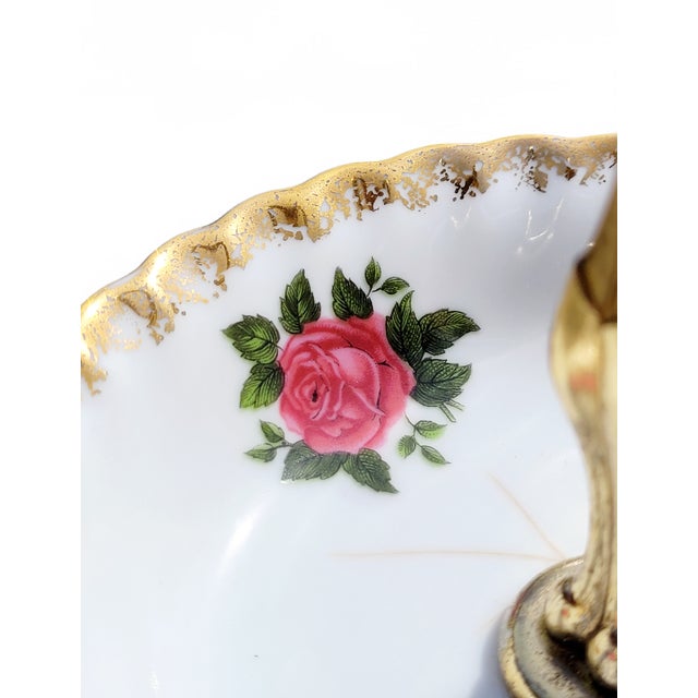 Vintage 3-Layer Cake Stand in Brass and Porcelain from Rheinpfalz Hartporzellan, Germany, 1960s For Sale - Image 11 of 15