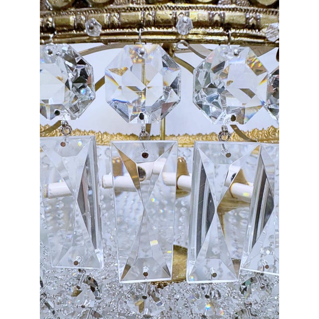 1950s Vintage 1950s Italian Brass Basket Chandelier For Sale - Image 5 of 15