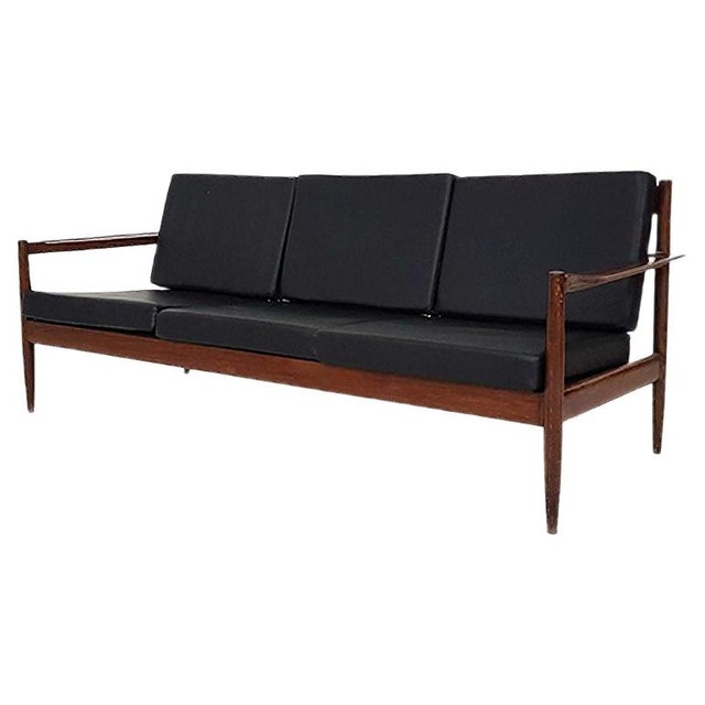 Sofa with Black Vinyl Upholstery, 1960s For Sale - Image 10 of 10