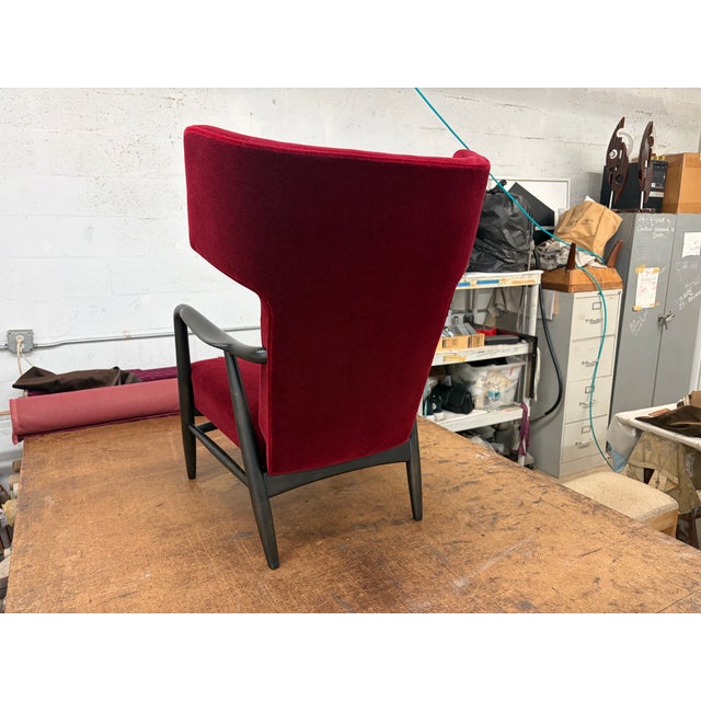 1940s Wingback Armchair Attributed to Eva & Nils Koppel for Slagelse Møbelværk, Denmark, Mohair For Sale - Image 16 of 18