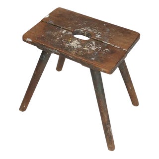 Industrial French Wooden Painters Stool, 1930s For Sale