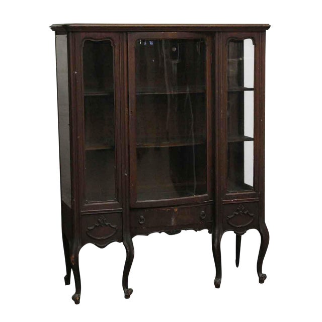 20th Century Traditional Curved Leg Wooden Curio Cabinet Chairish