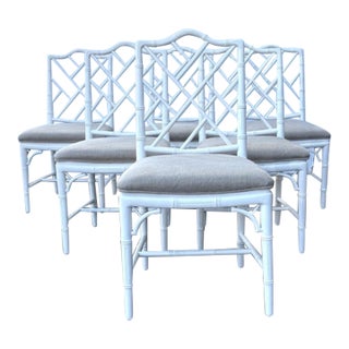 Faux-Bamboo Dining Chairs Set of 6 For Sale