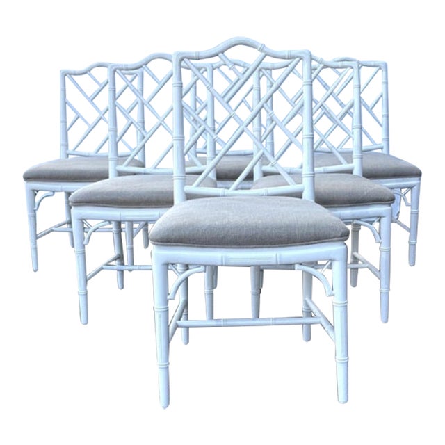 Faux-Bamboo Dining Chairs Set of 6 For Sale