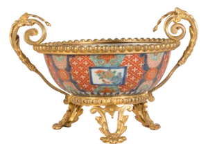 Antique Asian Imari Porcelain Bowl with Gilded Mounts