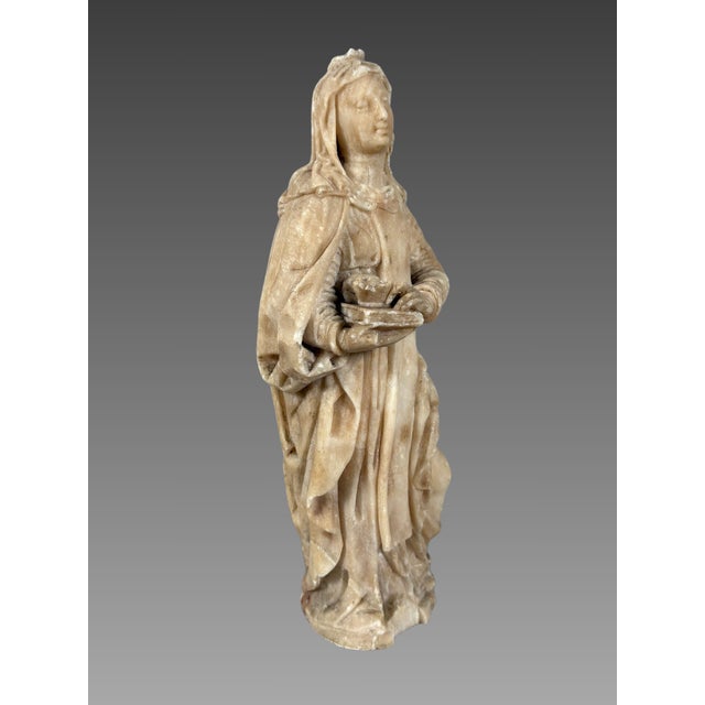 16th Century 16th Century Flanders Saint Anne in Alabaster Sculpture, 1500 For Sale - Image 5 of 8