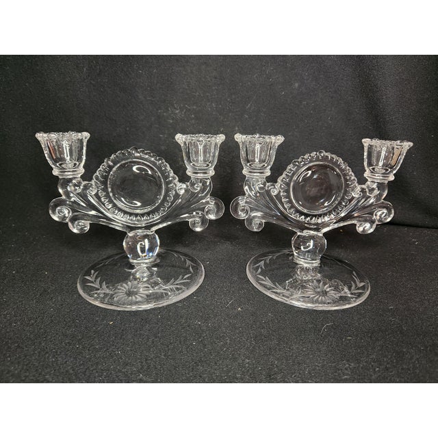 Early 20th Century Double Light Candlestick Holders Line #555 - Attributed to PADEN CITY The Heather & Primrose Double...
