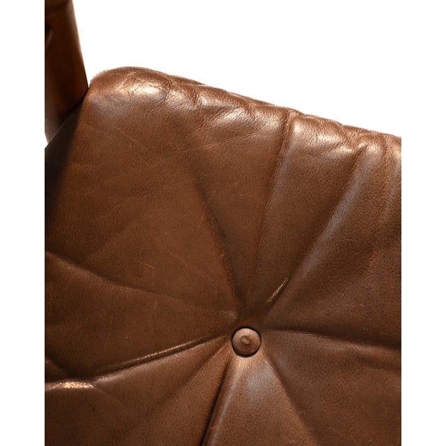 Scandinavian Leather Armchairs with Ottoman, 1960s, Set of 3 For Sale - Image 9 of 15