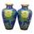 Early 20th Century Pair of Chinese Cloisonne Cobalt Blue Floral Peonies Butterfly Vases Urns 7" For Sale