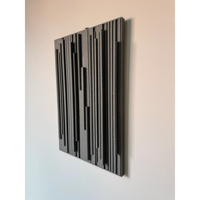 Mid-Century Modern 2002 Hank Hecht “Lines of Stone Grey” Mixed Media Geometric Abstract Wall Sculpture/ Sold For Sale - Image 3 of 11