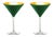 Nicolette Mayer Oro 24k Crystal Martini Glass, Emerald Green, Set of 2 Glasses in Gift Tube For Sale