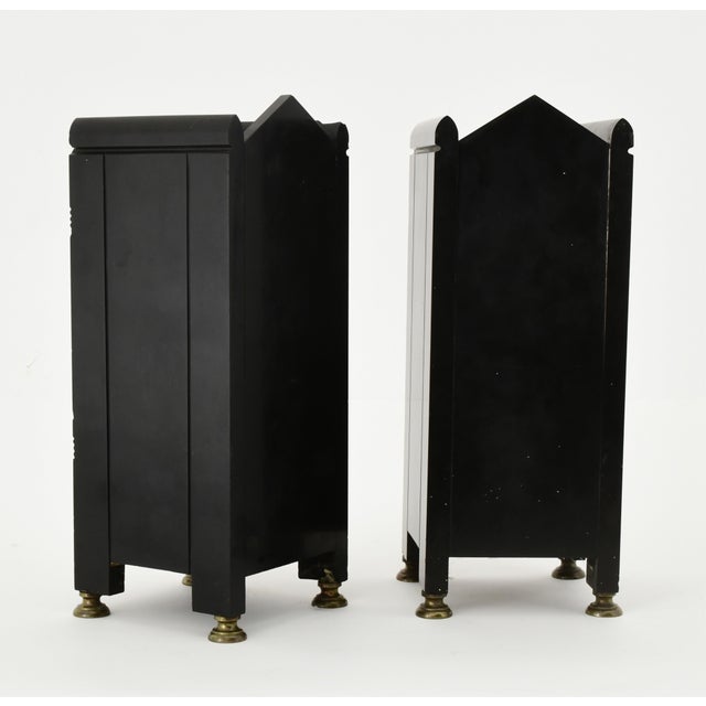 Antique French Black Marble and Hand-Painted Clock Garniture Set, Late 19th Cent For Sale - Image 9 of 11