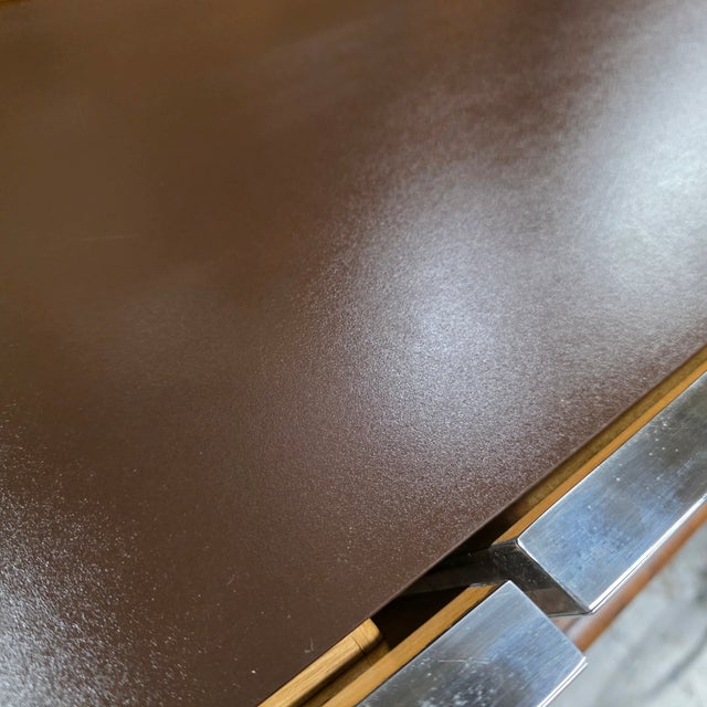 Architectural Modern Floating Credenza With Angled Faceted Mirrored Front and Brown Mica Case, Circa 1970s For Sale In Washington DC - Image 6 of 9