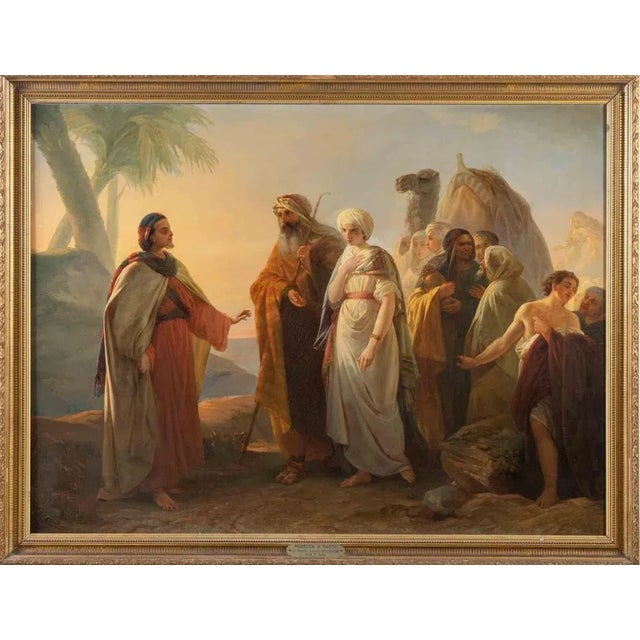 The Wedding of Rebecca and Isaac is an oil painting realized by Enrico Savini (1832-1869), in the mid-19th Century....