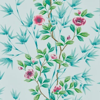 Harlequin Lady Alford Wallpaper in Sky/Magenta For Sale