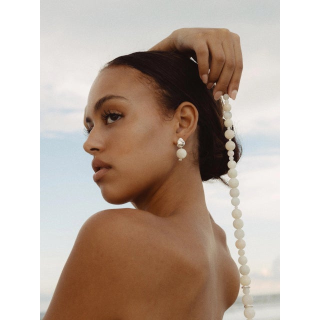 Contemporary Blue Moon Earrings, a Pair For Sale - Image 3 of 3