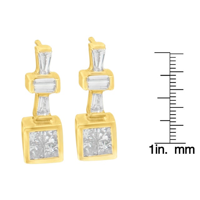 Early 21st Century 14K Yellow Gold 1 1/3 cttw Diamond Hoop Earrings (G-H, VS1-VS2) For Sale - Image 5 of 5