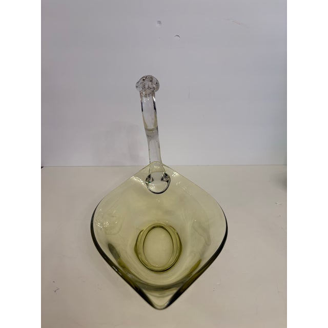 Mid-Century Modern 1950s Mid-Century Modern Duncan & Miller Hand Blown Glass Yellow Swan Candy Dish For Sale - Image 3 of 8