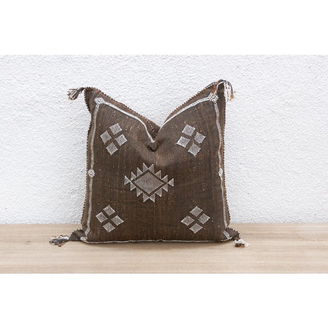 Nomadic Noir Silk Rug Pillow For Sale - Image 4 of 8