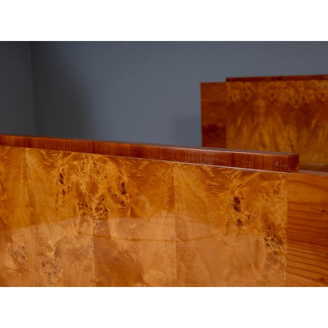 Mid-Century Modern Writing Desk in Burl Veneer with Eight Drawers For Sale - Image 13 of 16