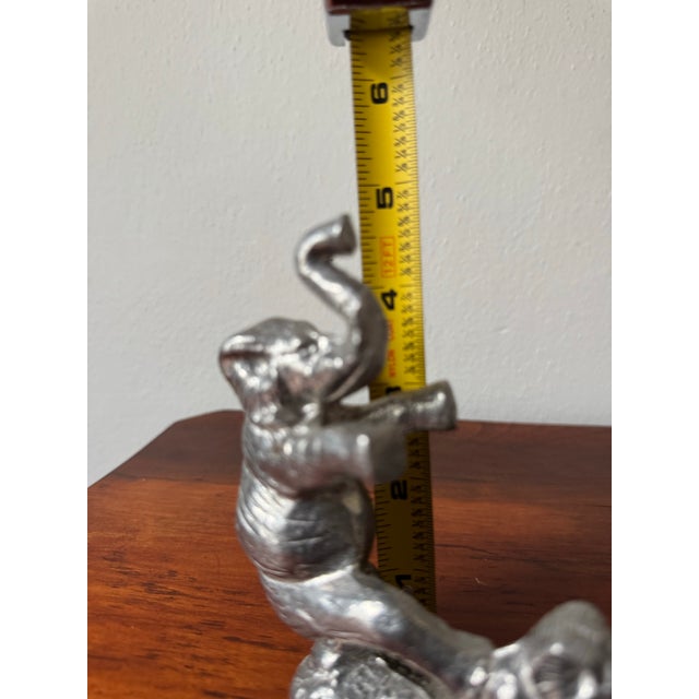 Late 20th Century Vintage Signed Arthur Court Elephant Casserole Dish Holder – Cast Aluminum Safari Trivet / Serving Stand For Sale - Image 5 of 9