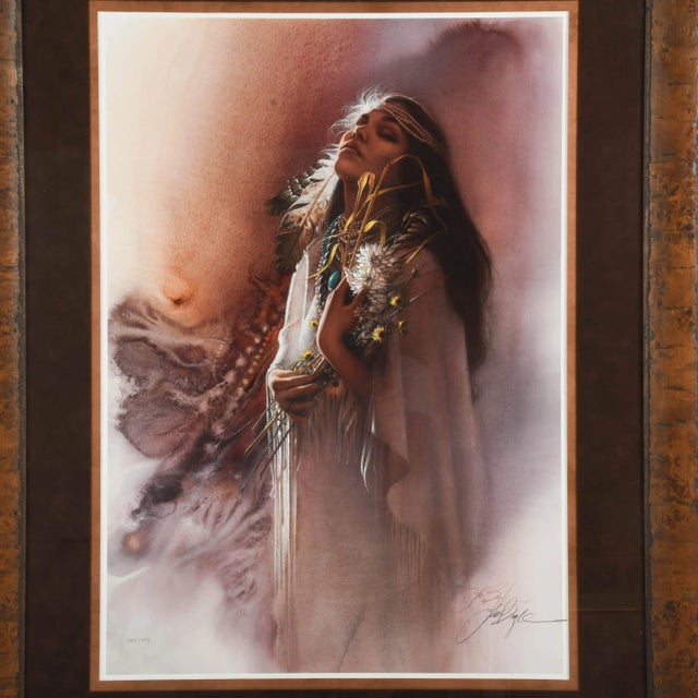This Framed Signed "One with Nature" Limited-Edition Lithograph by Lee Bogle presents a serene, softly lit portrait of a...