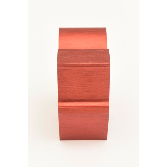 Vintage Robert Indiana Red Love Sculpture Brushed Aluminum Paperweight/ Desk Accessory For Sale - Image 9 of 9