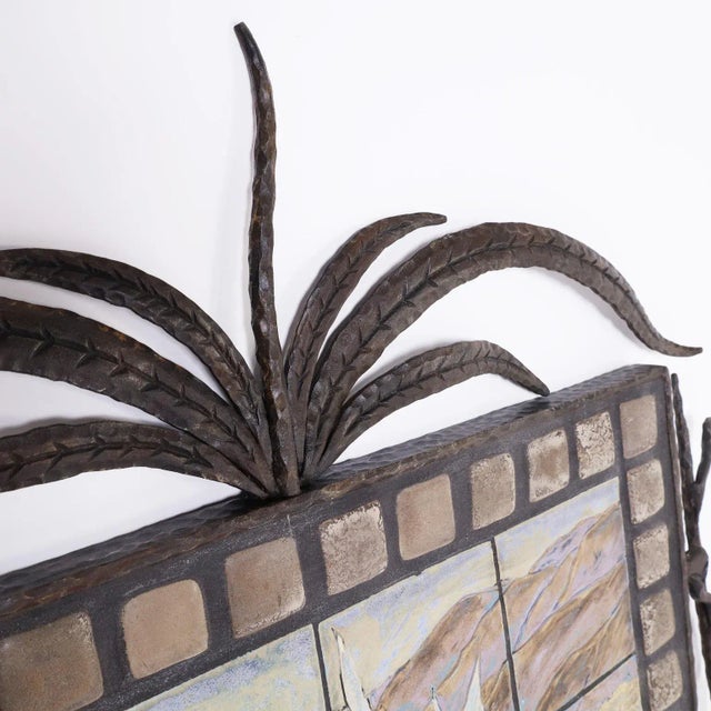 Early 21st Century Tile Plaque With Iron Frame For Sale - Image 5 of 10
