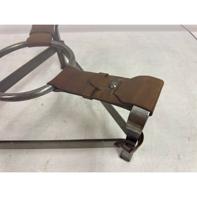 Glass Wrought Iron and Leather Coffee Table by Jean-Pierre Ryckaert, 1960s For Sale - Image 7 of 11