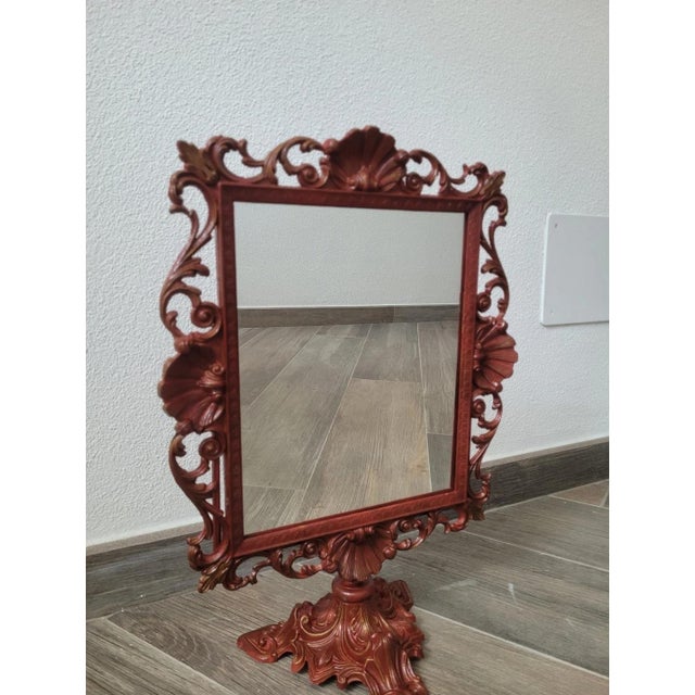 Antique Table Mirror / Tilting Psyche In Lacquered Bronze. Excellent general condition, present slight traces due to time....
