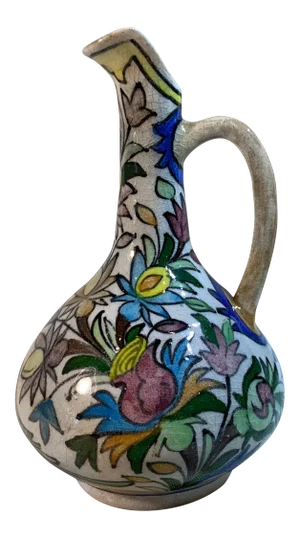 1960s Vintage Hand Painted Persian Ceramic Vessel