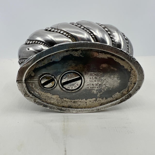 Mid-Century American Silver Plate Art Deco Crown Table Lighter by Ronson For Sale - Image 11 of 12