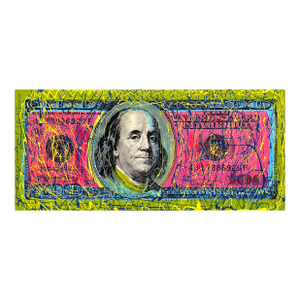 Steve Kaufman, One Hundred Dollar Bill (Stretched Hand Signed Embellished Canvas)