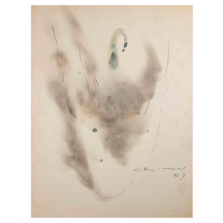 Jean Criton, Abstract Composition, Mixed Media Drawing, 1957 For Sale
