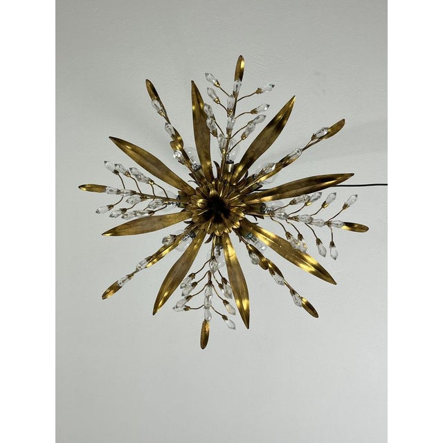 Large Mid-Century Ceiling Lights in Crystal and Iron attributed to Maison Baguès, 1970s, Set of 2 For Sale - Image 14 of 18