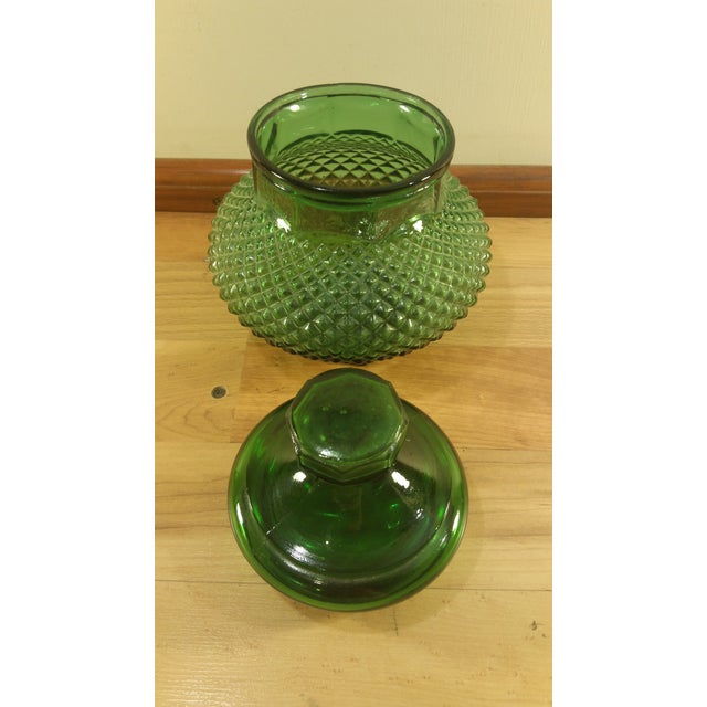 Green Depression Glass Lidded Candy Dish | Chairish