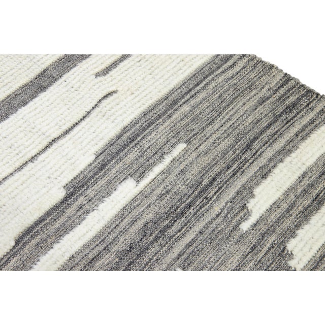 Gray Modern Moroccan Style Handmade Abstract Oversize Wool Rug by Apadana For Sale - Image 9 of 11