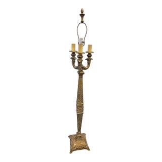 Vintage Victorian Style Heavy Painted Metal 4-Light Torchiere Floor Lamp For Sale